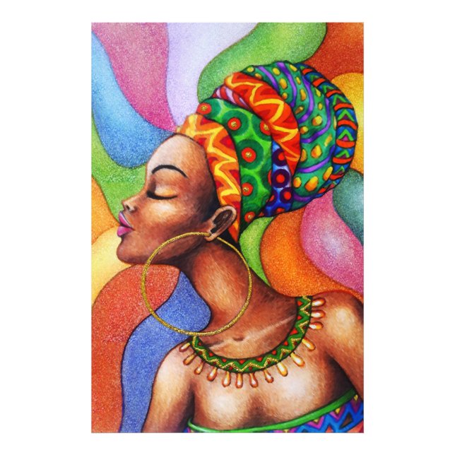 Impression Photo Femme africaine avec cire tissu traditionnel (Devant)