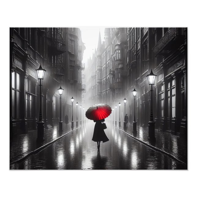 Impression Photo Femme au parapluie rouge (Devant)