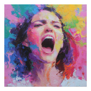 Impression Photo Femme Criant Couleurs Abstraites Acrylique Express