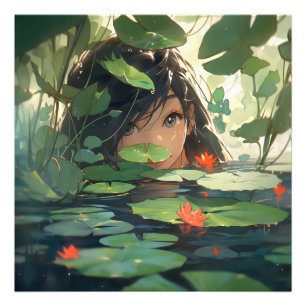 Impression Photo Femme d'Anime dans le lac
