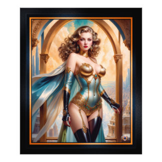 Impression Photo Femme en tenue opulente dorée et turquoise par Xze