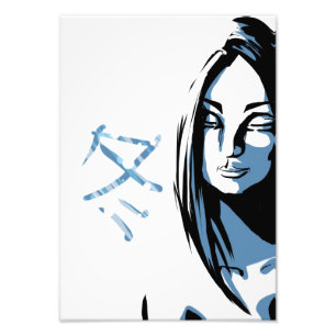 Impression Photo Femme japonaise avec kanji d'hiver