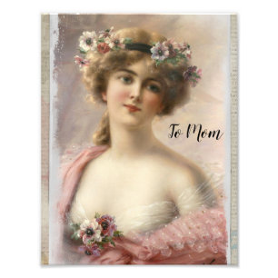 Impression Photo Femme victorienne en détresse avec fleurs sur aqua