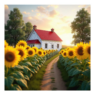 Impression Photo Ferme rustique à Sunrise