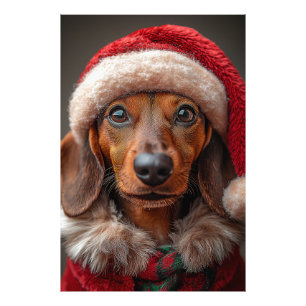 Impression Photo Festive Dachshund à Père Noël Attire