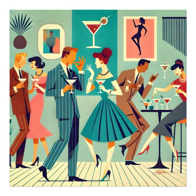 Impression Photo Fête Moderne Du Milieu Du Siècle Martini Dance (Devant)