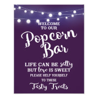 Fête ou panneau mariage de la BARRE DE POPCORN