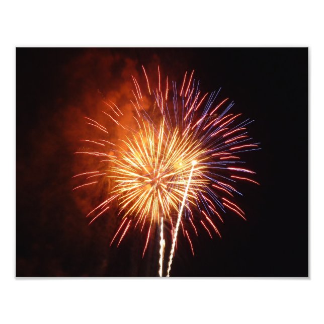 Impression Photo Feu d'artifice rouge, blanc et bleu I Patriotique (Devant)