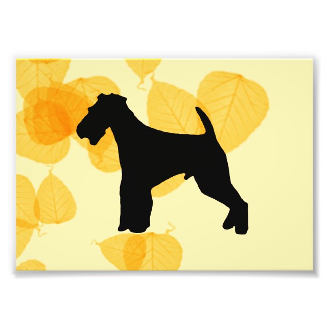 Impression Photo Feuilles d'or Airedale Terrier (Devant)