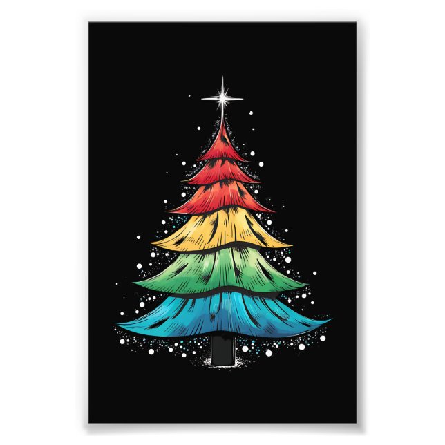 Impression Photo Fierté LGBTQ Arc-en-ciel Drapeau Gay Arbre de Noël (Devant)