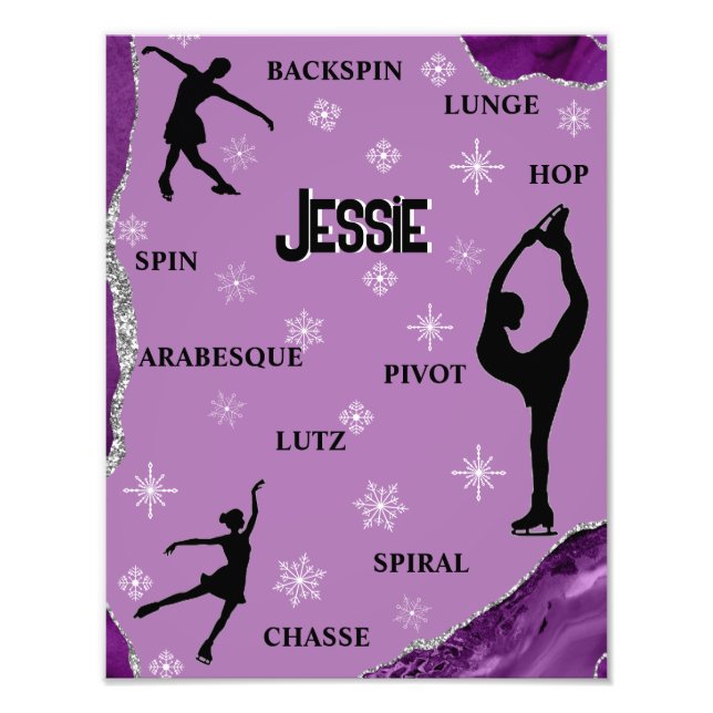 Impression Photo Figure Patinage Flocon de neige violet Marbre d'ar (Devant)
