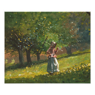 Impression Photo Fille au râteau à foin
