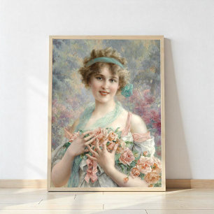 Impression Photo Fille avec roses par Emile Vernon