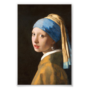Impression Photo Fille avec une perle d'oreille Portrait Peinture