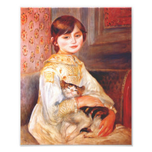 Impression Photo Fille de Renoir avec la copie de chat