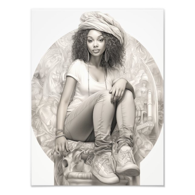 Impression Photo Fille exotique sur un canapé (Devant)