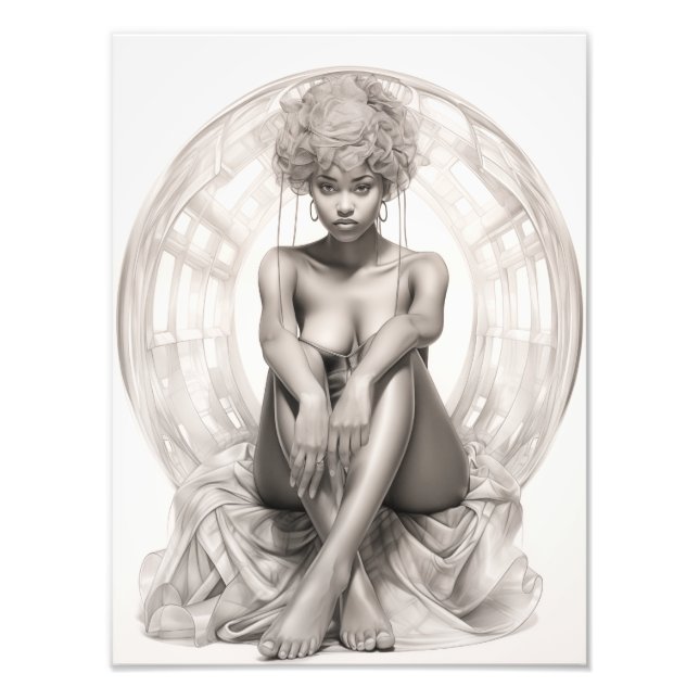 Impression Photo Fille exotique sur un canapé (Devant)