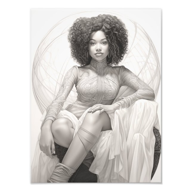 Impression Photo Fille exotique sur un canapé (Devant)