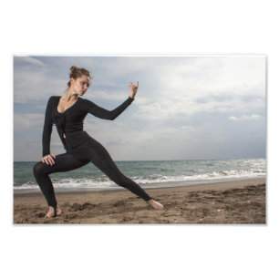 Impression Photo Fille s'entraîner à la plage en Black spandex