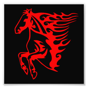 Impression Photo Flamme feu rouge Bronco Mustang Cheval sauvage