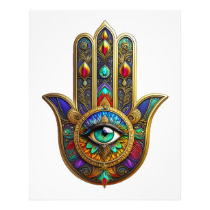 Impression Photo Fleur de couleur de paon Pétales de Hamsa Vert Tro