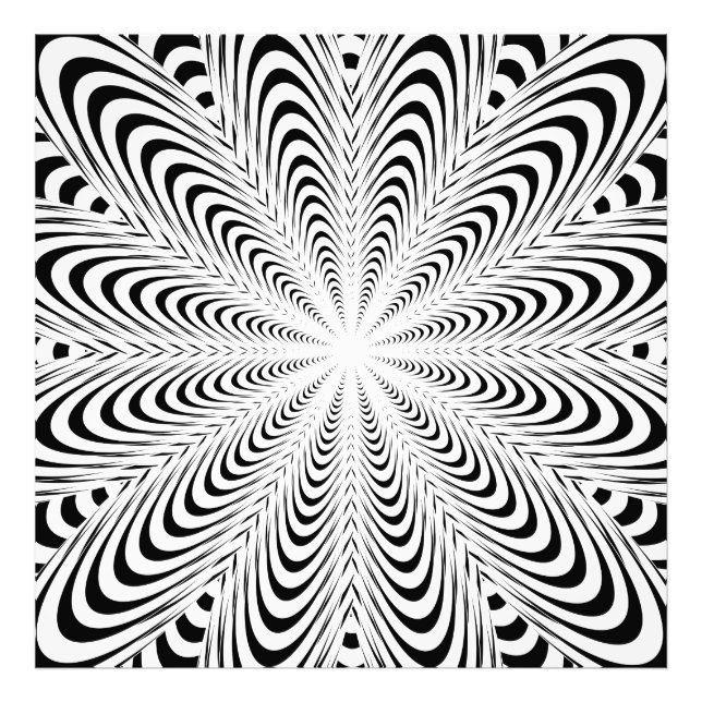 Impression Photo Fleur d'illusion optique abstraite noire (Devant)