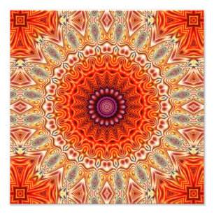 Impression Photo Fleur kaléidoscopique motif orange et blanc
