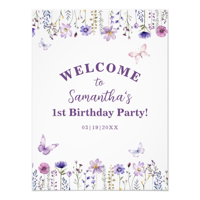 Impression Photo Fleur sauvage aquarelle Jardin 1er anniversaire Bi (Devant)