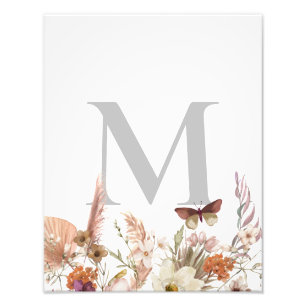 Impression Photo Fleur sauvage Boho Monogramme personnalisé