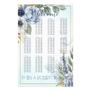 Impression Photo Fleurs Bleues magnifiques avec Plat Or