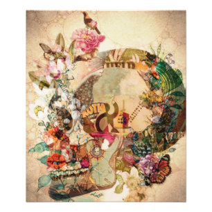 Impression Photo Fleurs crânes Vintages de sucre