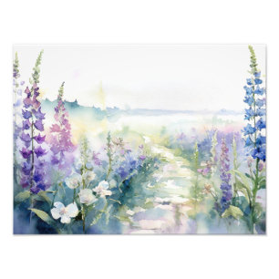 Impression Photo Fleurs de lavande sauvage à l'aquarelle