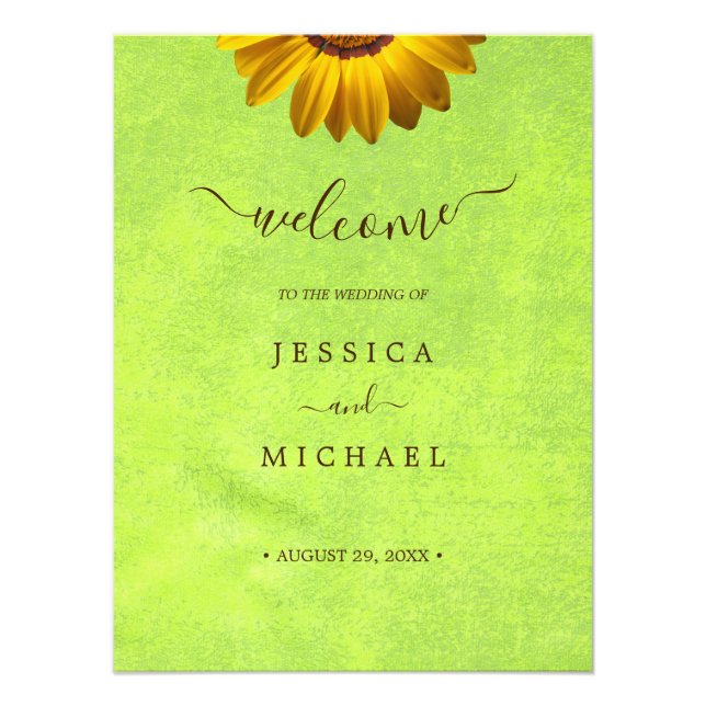 Impression Photo Fleurs jaunes sur Mariage vert Abstrait (Devant)
