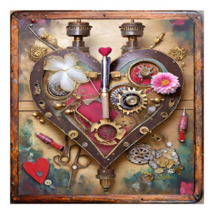 Impression Photo Fleurs Rouge à Lèvres Série Steampunk Coeur