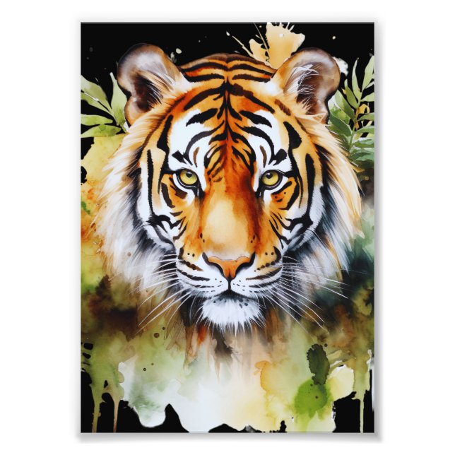 Impression Photo Fleurs Tiger Pastel Safari Aquarelle Savannah (Devant)