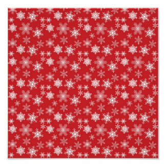 Impression Photo Flocons de neige sur fond rouge