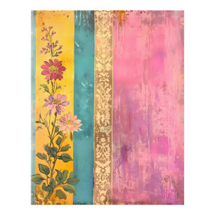 Impression Photo Floraison Bohème – Fleurs sauvages sur toile rayée