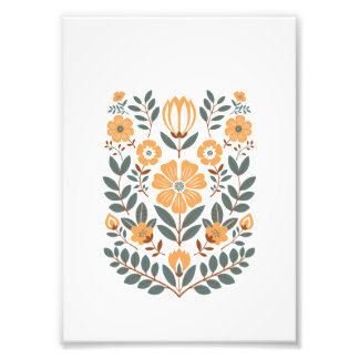 Impression Photo Floral Folk Wall Art Print, Scandinavian Botanical