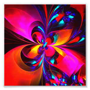 Impression Photo Floral moderne Art Abstrait Rouge Bleu Motif #07