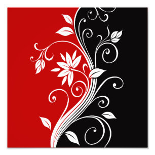 Impression Photo Flore rouge blanc et noire