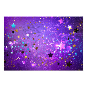 Impression Photo Fond en feuille de papier violet avec des étoiles