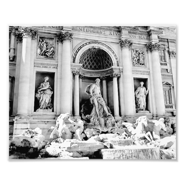 Impression Photo Fontaine de Trevi, Noir et Blanc (Devant)