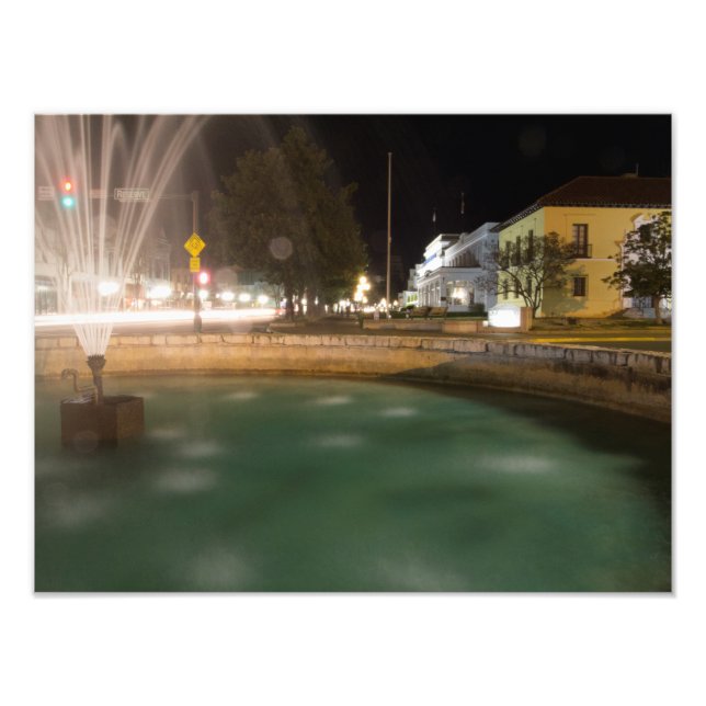 Impression Photo Fontaine d'eau et Bathhouse Row, Sources thermales (Devant)