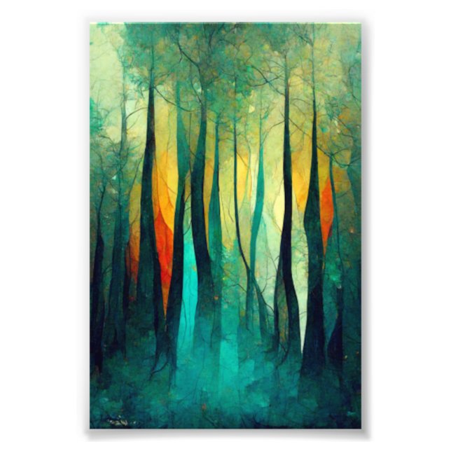 Impression Photo Forêt, Art Abstrait, Arbres, Art Moderne, Oeuvre (Devant)