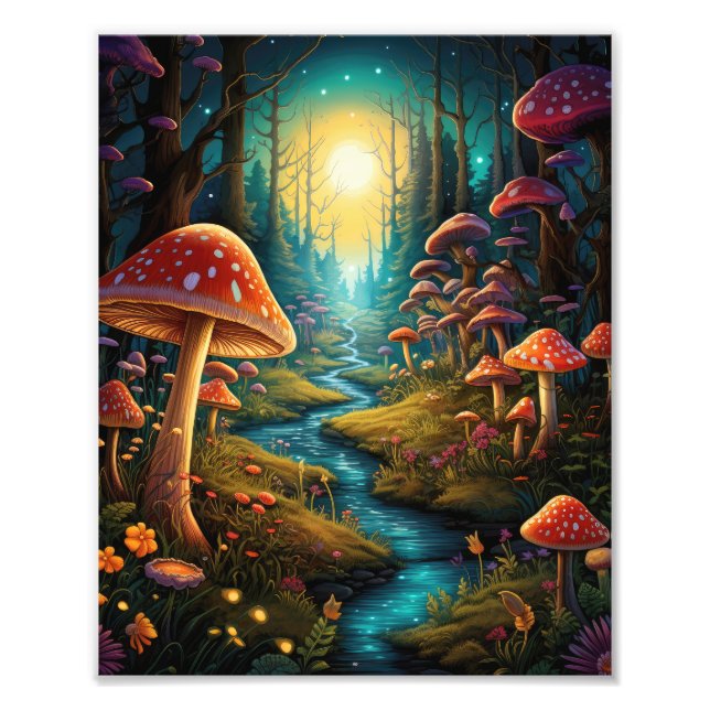 Impression Photo Forêt de champignons Imaginaires (Devant)