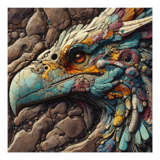 Impression Photo Fossile d'un oiseau éteint dans les roches - Art I