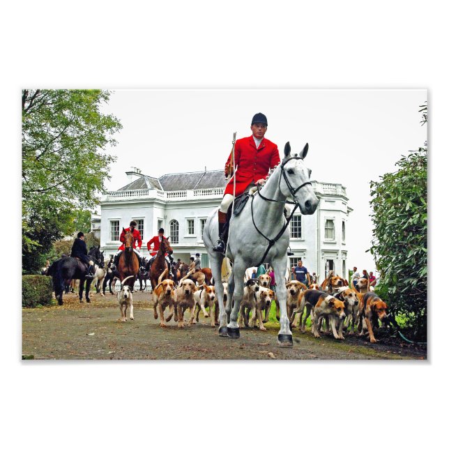 Impression Photo Foxhound Dogs Horses West Berkshire Hunt England (Devant)