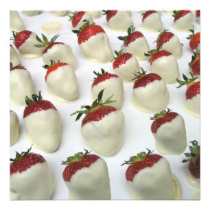 Impression Photo Fraises plongées en chocolat blanc