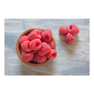 Impression Photo Framboises fraîches dans un bol