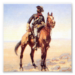 Impression Photo Frederic Remington Art Occidental "Cavalryman Noir